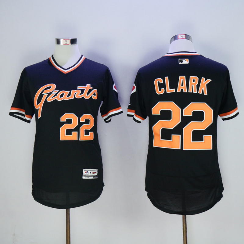 Men San Francisco Giants #22 Clark Black Throwback Elite MLB Jerseys